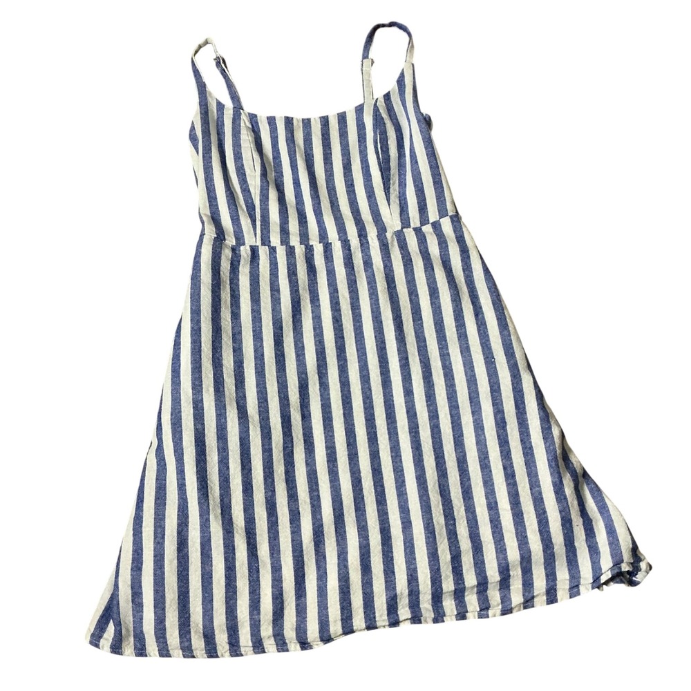 Old Navy Striped Linen Blend Cami Mini Dress Womens M‎ Blue White Coastal Sun